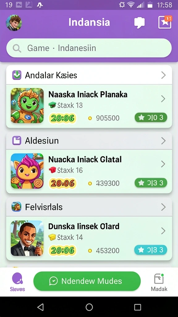 Menu permainan yang mudah dinavigasi.