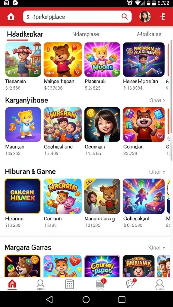 Tangkapan layar yang menunjukkan antarmuka utama permainan.