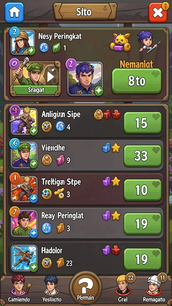 Screenshot menunjukkan karakter utama dalam pertempuran epik.